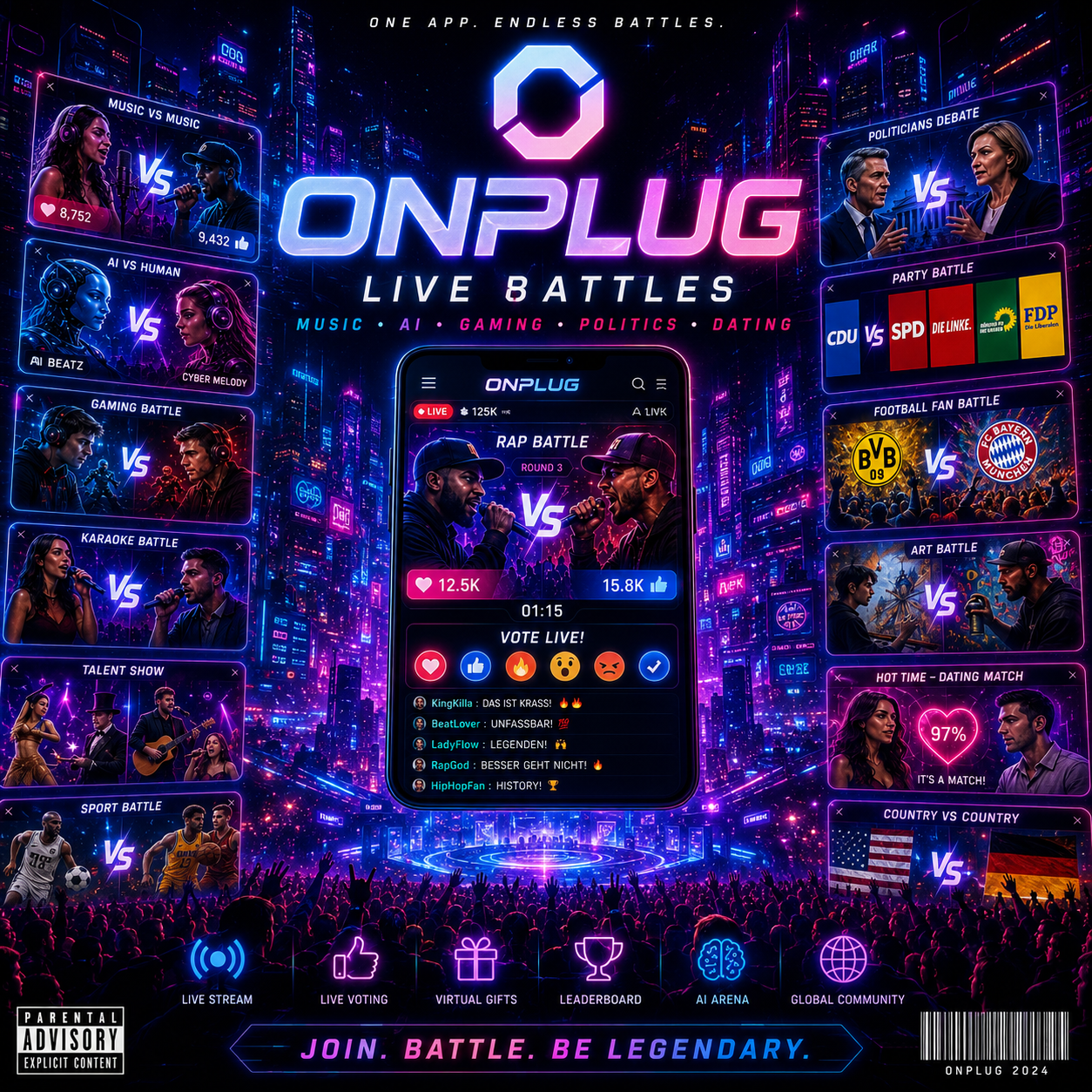 ONPLUG — JOIN. BATTLE. WERDE LEGENDÄR.